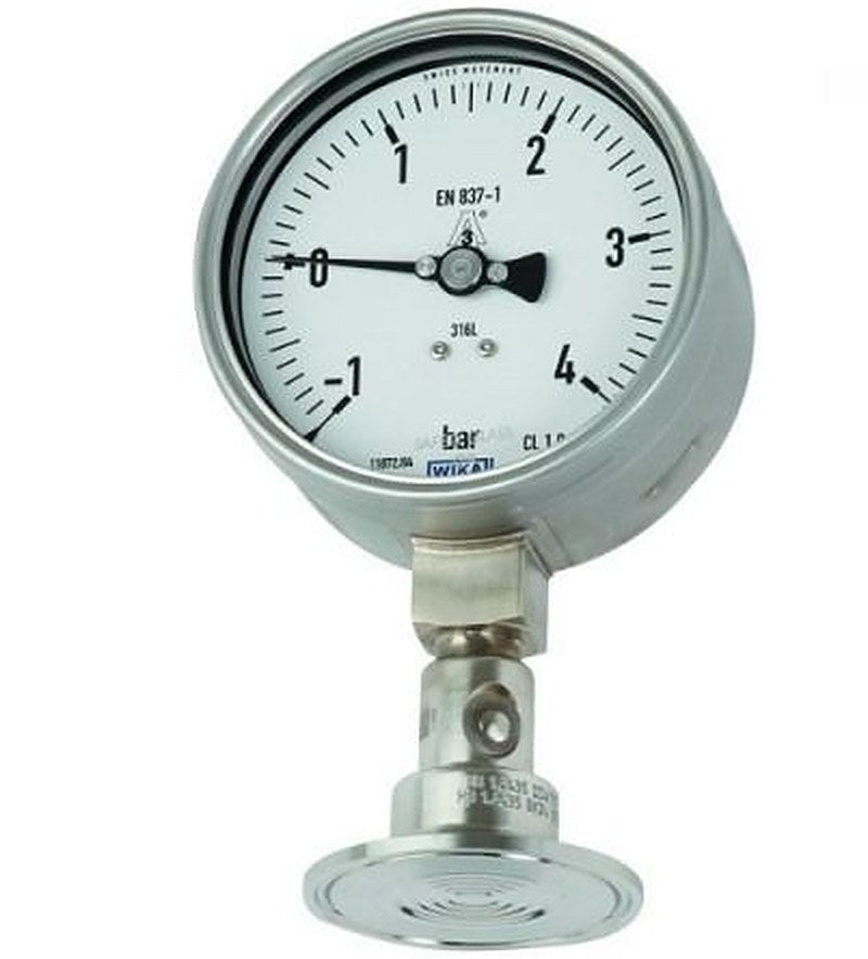 WIKA DN 38.1 Clamping Terminal Pressure Gauge, 100 mm, 5 bar