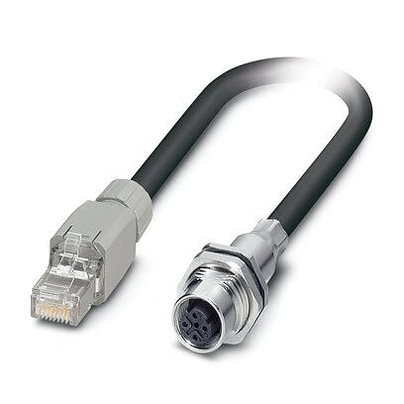 Phoenix Contact, 250 mm Cat5 Cat5 Cable, Black M12 to Female RJ45 Male Polyethylene Sheath, Shielded