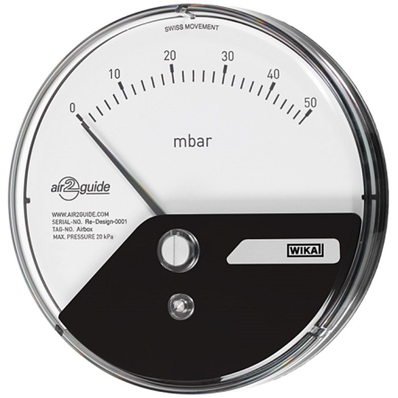 WIKA 4 to 6 mm Differential Pressure Gauge, 110 mm, 100 Pa