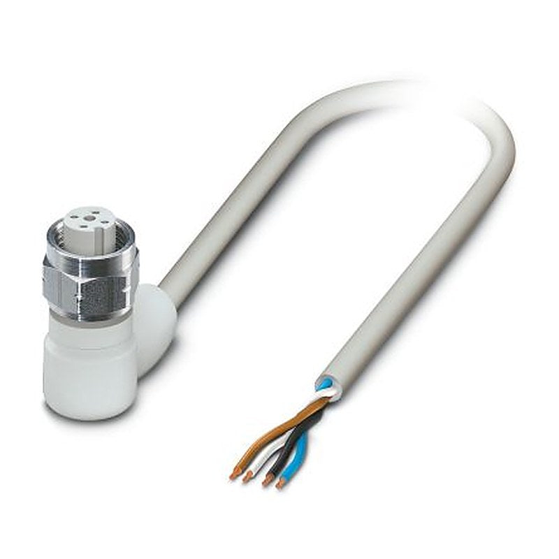 Phoenix Contact 4 way Free Cable End to Female 4 way Angled Socket M12 Sensor Actuator Cable, 5 m