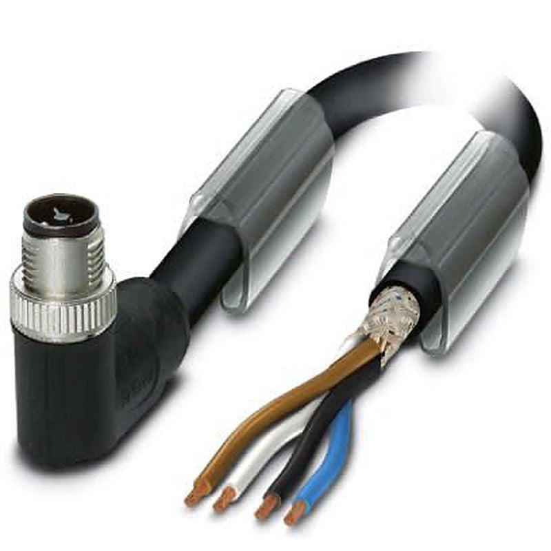 Phoenix Contact Male 4 way M12, Right Angle to Male Straight Socket M8 Sensor Actuator Cable, 10 m