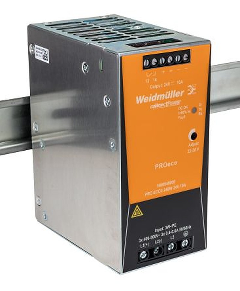 Weidmüller PROeco Switched Mode DIN Rail Power Supply 800 V dc, 575V ac AC/DC Input 28V dc, 10 A Output DC 240 W