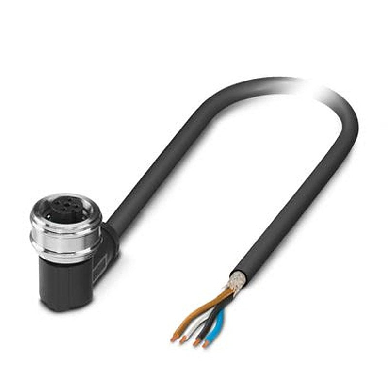 Phoenix Contact 4 way Free Cable End to Female 4 way Angled Socket M12 Sensor Actuator Cable, 3 m