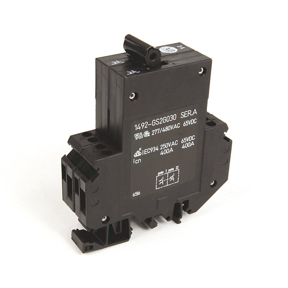 1492-GS High Density Supplemental Circuit Breaker (Toggle Type), 2-pole, 3.0 A