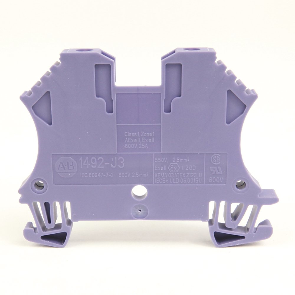 1492-J IEC Terminal Block, One-Circuit Feed-Through Block, 2.5 mm (# 24 AWG - # 12 AWG), Standard Feedthrough, Black,