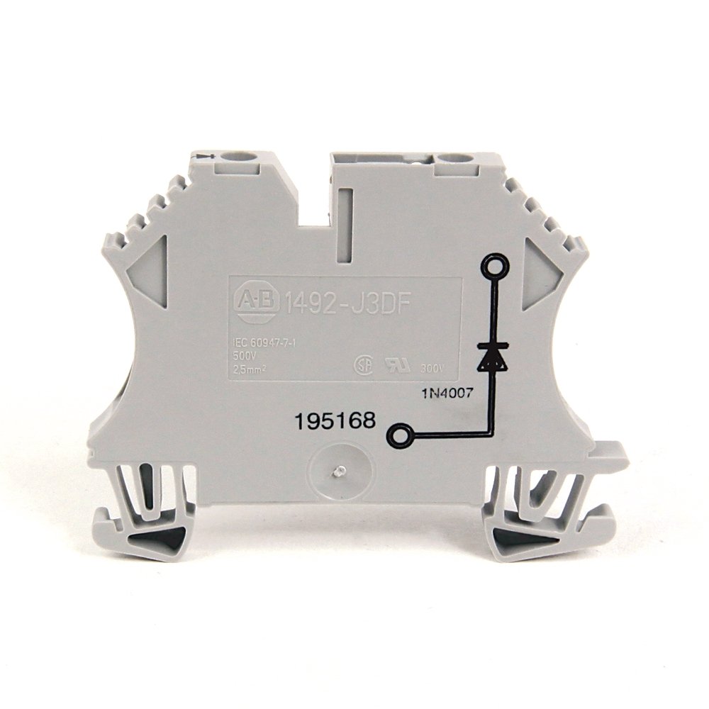 1492-J IEC Terminal Block, One-Circuit Feed-Through Block, 2.5 mm (# 24 AWG - # 12 AWG), Standard Feedthrough, Gray (Standard),