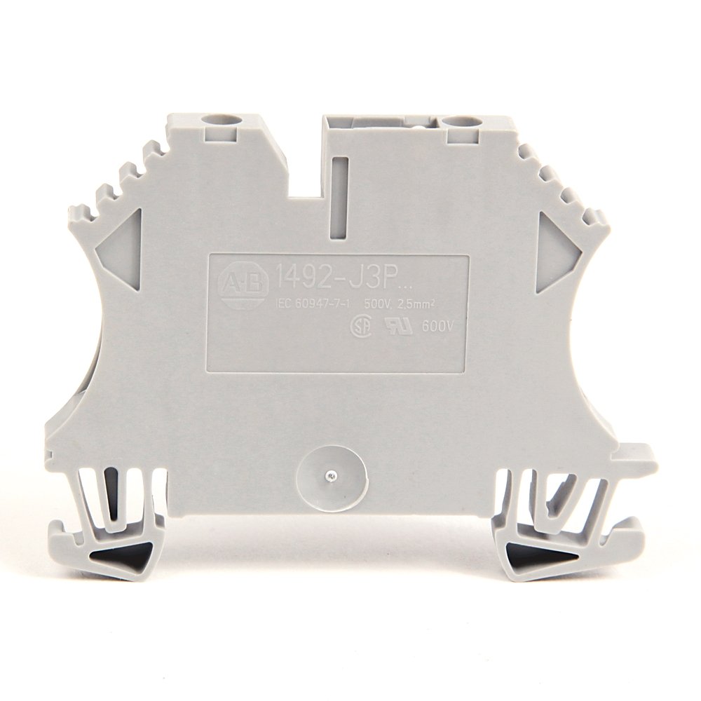 1492-J IEC Terminal Block, One-Circuit Feed-Through Block, 2.5 mm (# 24 AWG - # 12 AWG), Selectable component plug-in device, Gray (Standard),