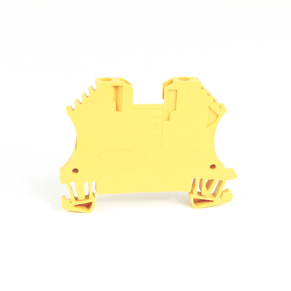 1492-J IEC Terminal Block, One-Circuit Feed-Through Block, 2.5 mm (# 24 AWG - # 12 AWG), 3 Connection points, 2 on one side, Yellow,