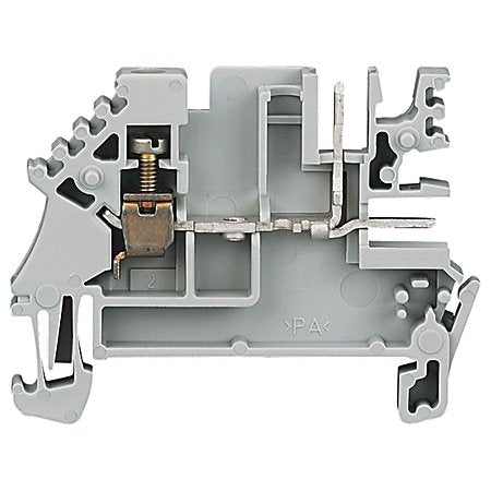 1492-J IEC Terminal Block, One-Circuit Feed-Through Block, 2.5 mm (# 24 AWG - # 12 AWG), Plug-In comb connections on one side of each circuit, Gray (Standard),