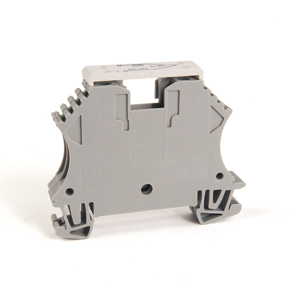 1492-J IEC Terminal Block, Two-Circuit Thermocouple Block, 2.5 mm (# 24 AWG - # 12 AWG), Type N / 1 Ni-Cr-Si, 1 Ni-Si-Mg, Gray (Standard),