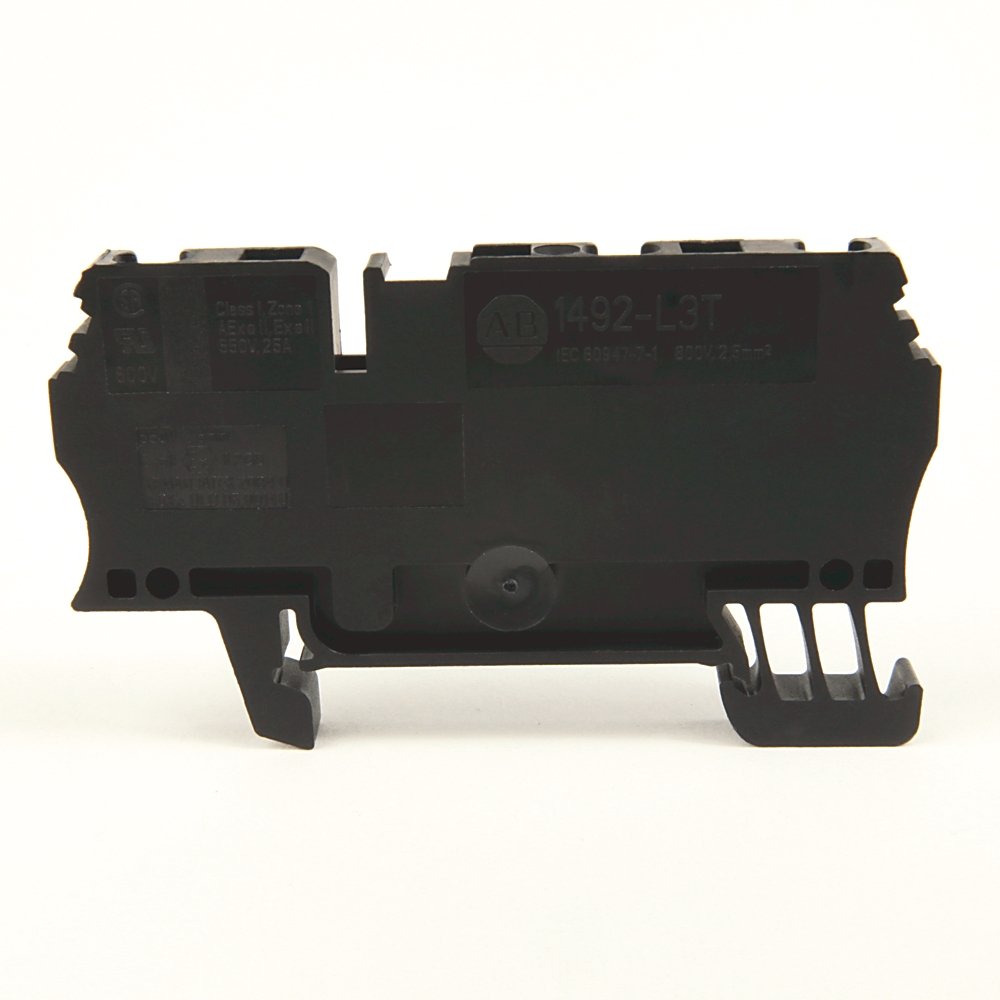 Spring Clamp Terminal Block,One-Circuit Feed-Through Block,2.5mm² (# 30 AWG - # 12 AWG),2 Connection points on one side,Black,