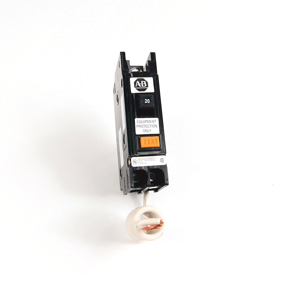 1492-MC Thermal-magnetic Miniature Circuit Breakers, 1492 Miniature Circuit Breaker, 120 V AC, Ground Fault Equipment Protector (GFEP), Panel mounting, 10 kA, 1 Pole, 25 Amps, Standard Terminal, None
