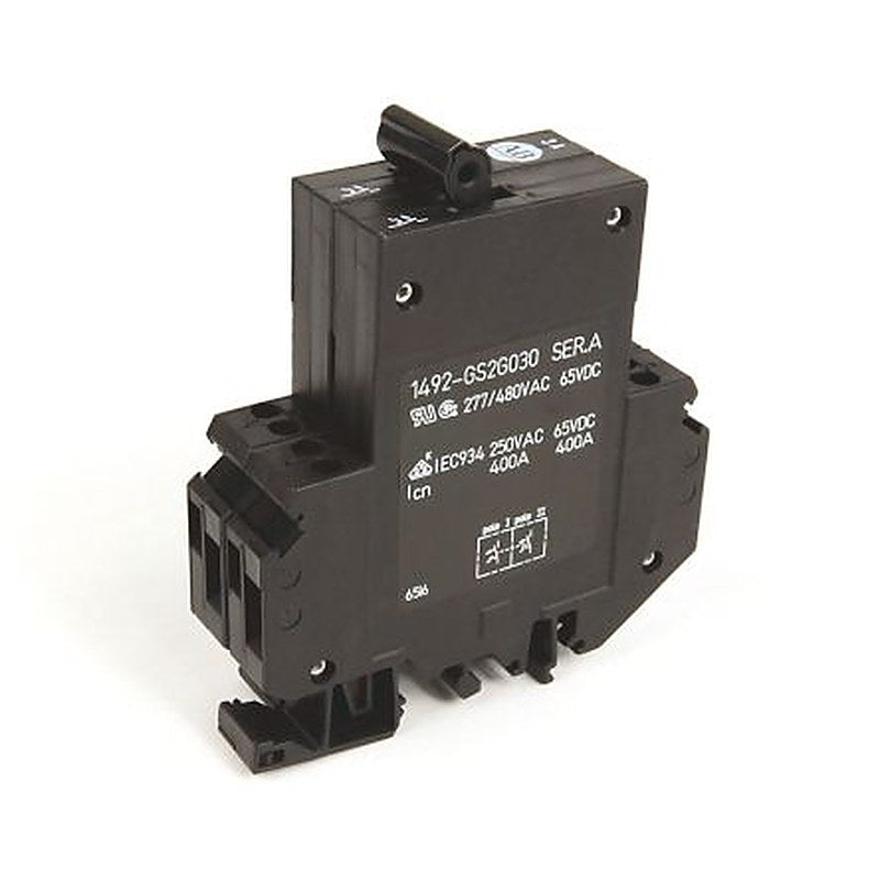 Allen Bradley 1492-GS 1492-GS Miniature Circuit Breaker, 2-Pole, 3A, Type G, 240V ac AC, 62.5 V dc DC, 15 kA Breaking