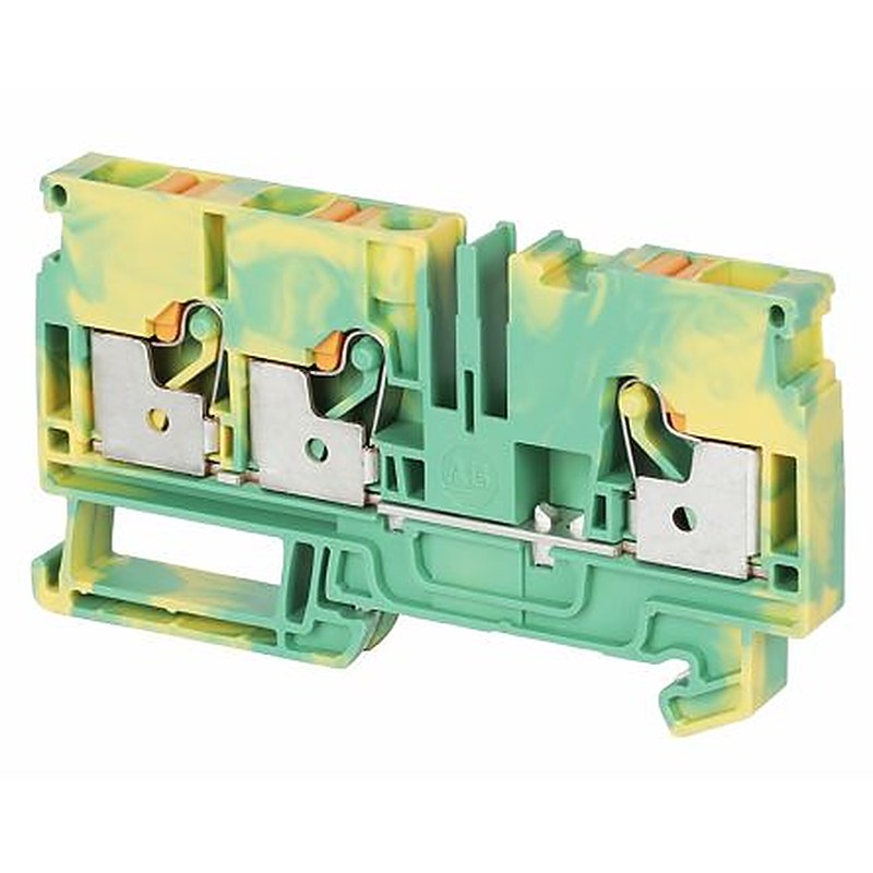 Allen Bradley 1492-PG6T 1492-P Series Feed Through Terminal Block Green, Yellow, 6mm², 1-Level, Push-in