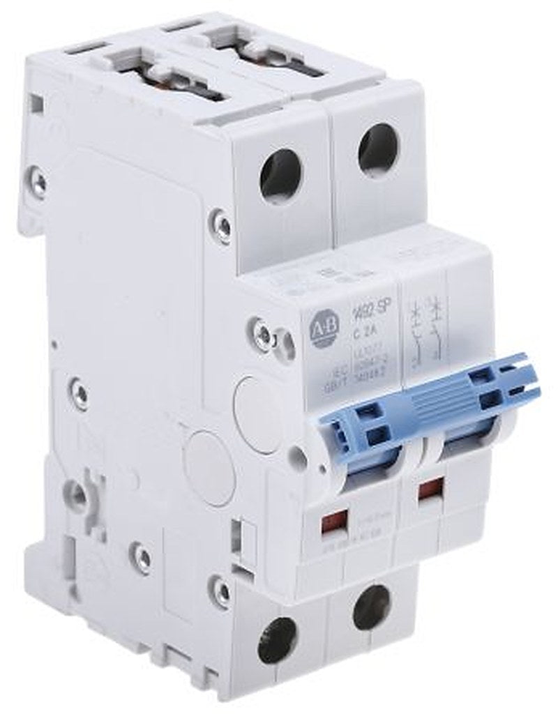 Allen Bradley 1492-SPM Miniature Circuit Breaker, 2-Pole, 2A, Type C, 480V ac AC, 96 V dc DC, 10 kA Breaking Capacity