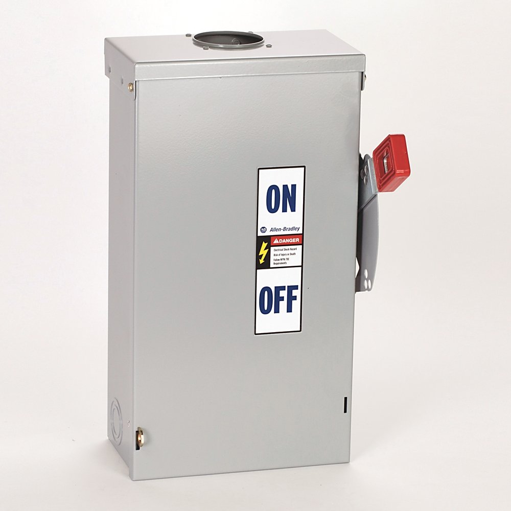 1494H Heavy Duty Safety Switch, 60A 600V AC Non-Fusible Disconnect Switch, Type 3R Rain-Proof Painted Metal Enclosure, Door Latch