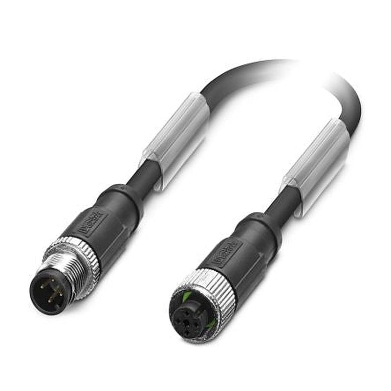 Phoenix Contact Female 4 way M12, Straight to Male 4 way M12, Straight Sensor Actuator Cable, 3 m
