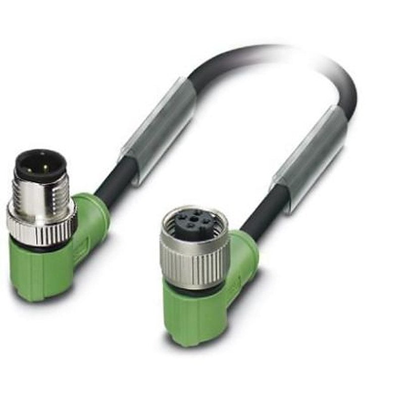 Phoenix Contact Male 4 way M12, Right Angle to Female 4 way M12 Sensor Actuator Cable, 2 m