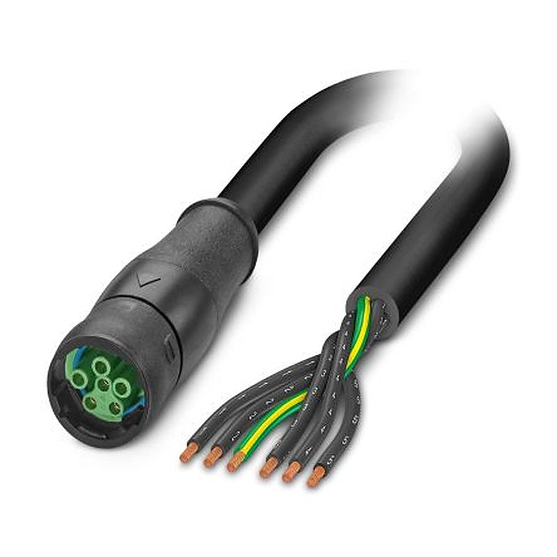 Phoenix Contact SAC, 1.5 m 6 Core Power Cable, Black Polyurethane 80 °C