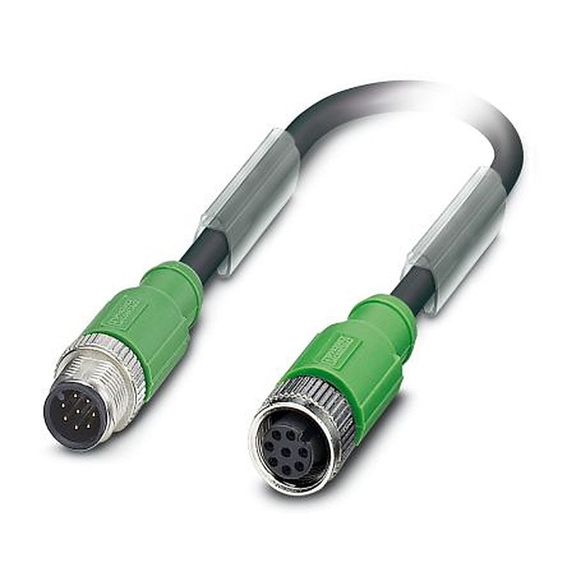 Phoenix Contact Male 8 way M12 to Female 8 way M12 Sensor Actuator Cable, 1.5 m