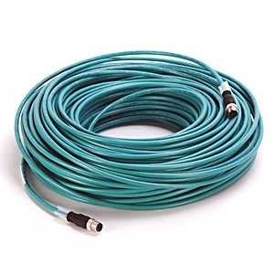 1585 Ethernet Cables Cat5e, 100BASE-TX, 100 Mbit/s, 4 Conductors, M12, Straight Male, Standard, M12, Straight Male, Teal PUR, Shielded, High Flex, PUR, Halogen Free, 10 million cycles