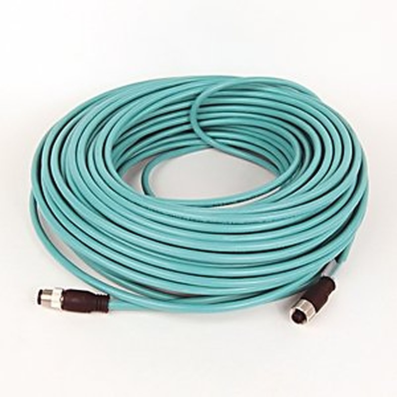 1585 Ethernet Cables Cat5e, 100BASE-TX, 100 Mbit/s, 4 Conductors, M12, Straight Male, Standard, M12, Straight Female, Teal PUR, Shielded, High Flex, PUR, Halogen Free, 10 million cycles