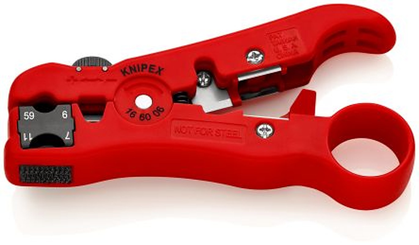Knipex 16 60 06 SB Series Coaxial, Data Insulated Stripping Tool, RG59, 6, 7, 11, 125mm Overall