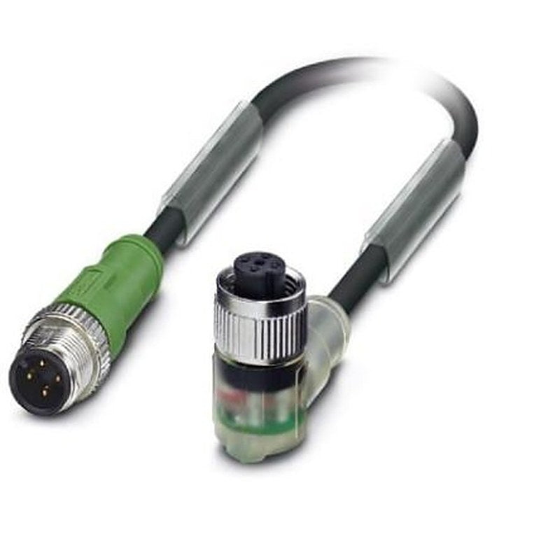 Phoenix Contact Male 4 way M12 to Female 4 way Angled M12 Sensor Actuator Cable, 300 mm