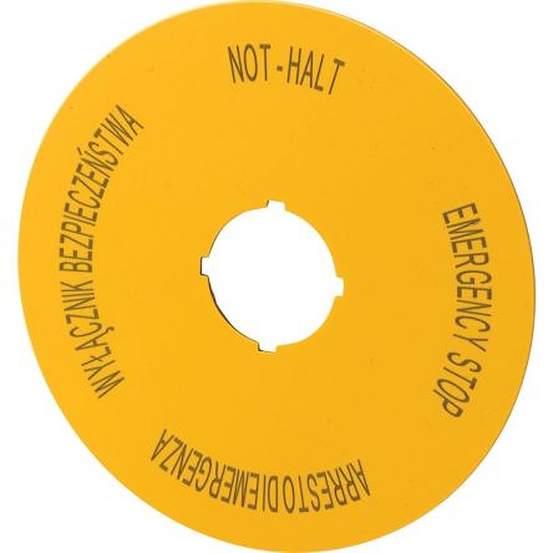 Eaton Label for Use with M22 Pushbuttons, Pre-printed "Emergency Stop