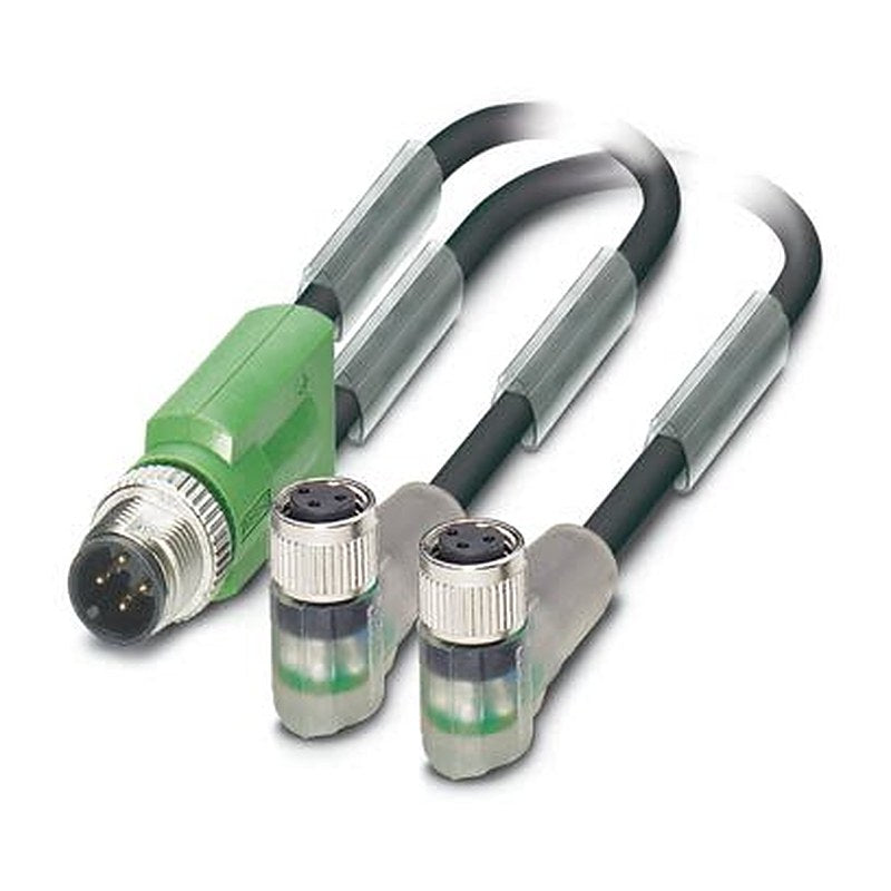 Phoenix Contact Male 3 way M12, Straight to Female 3 way Angled Socket M8 Sensor Actuator Cable, 5 m