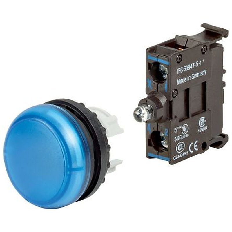 Eaton, M22 Blue Pilot Indicator, 22.5 mm Cutout, IP66, IP69K, Round, 230V