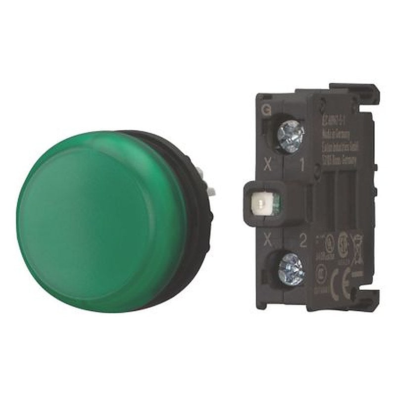 Eaton, M22 Green Pilot Indicator, 22 mm Cutout, IP66, IP69K, Round