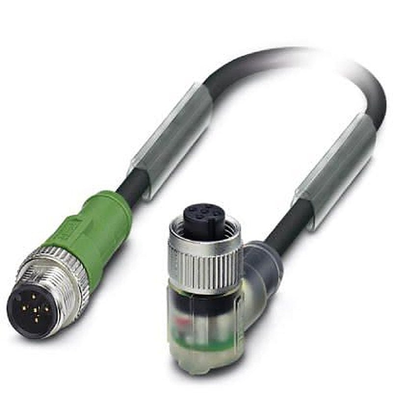 Phoenix Contact Male 5 way M12 to Female 5 way Angled M12 Sensor Actuator Cable, 300 mm