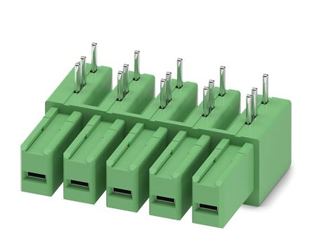 Phoenix Contact IPC 5/ 5-GU-7.62 Series Pluggable Terminal Block, 5-Contact, 7.62 mm Pitch, 1 Row, 1708637