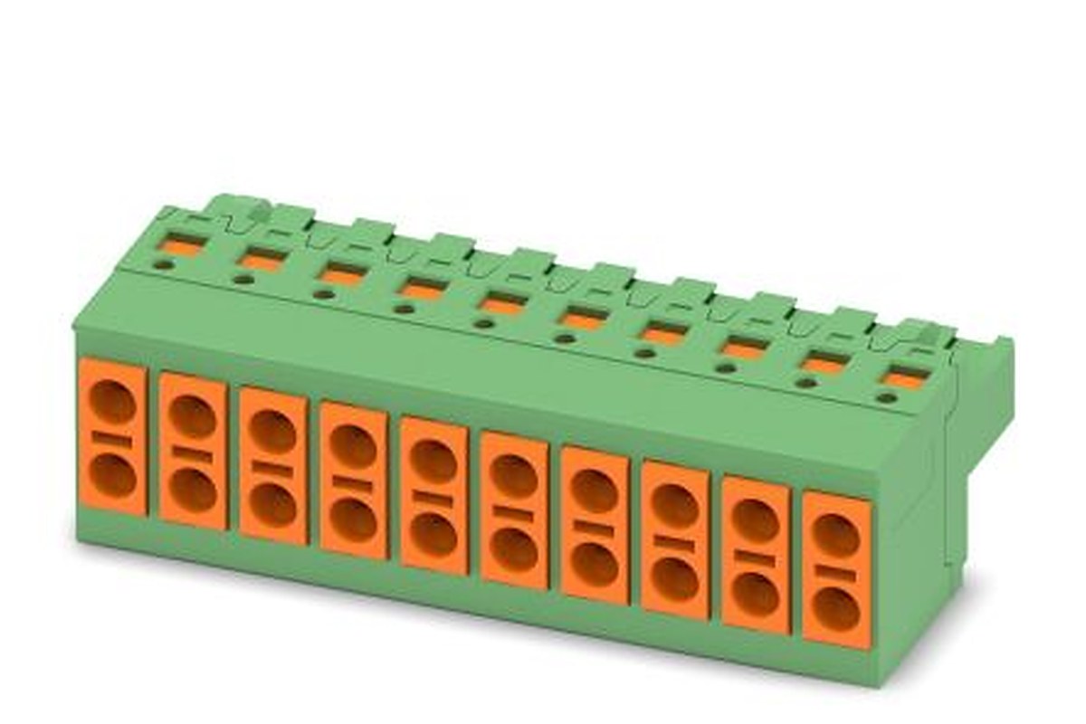 Phoenix Contact TVFKC 1.5/10-ST Series Pluggable Terminal Block, 10-Contact, 5 mm Pitch, 1 Row, 1713910