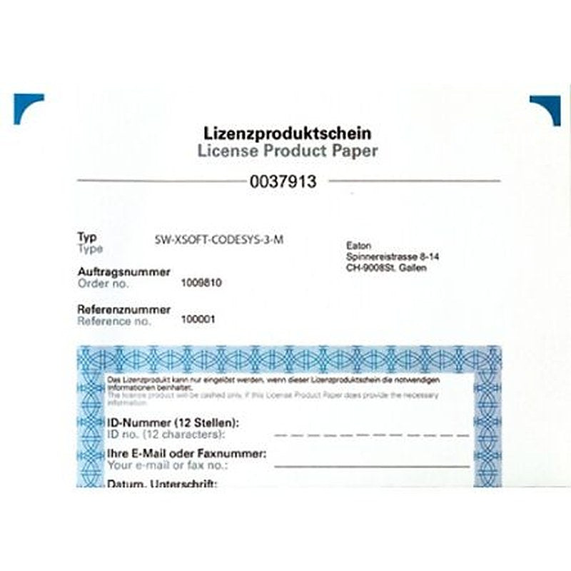 Eaton 171887 SW-XSOFT-CODESYS-3-M Software Licence, CoDeSys