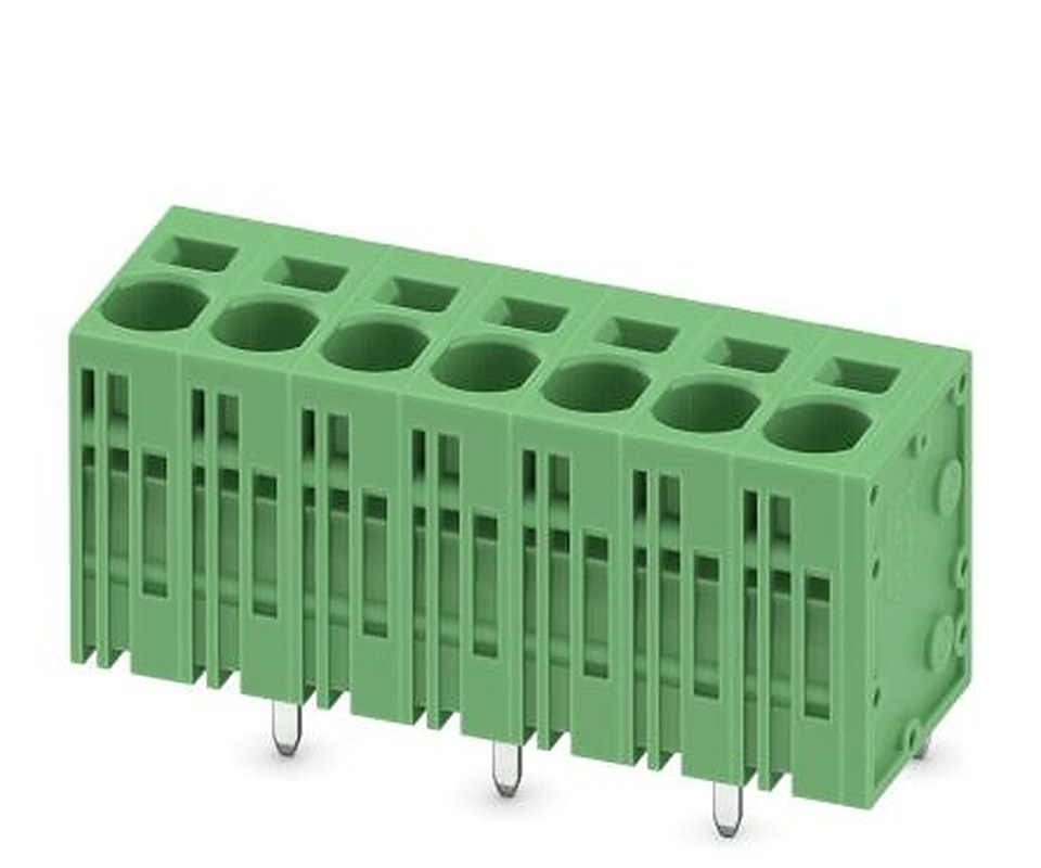 Phoenix Contact SPT 5/7-V-7.5-ZB Series Right Angle PCB Terminal Block, 7 Contact(s), 7.5 mm Pitch, 1 Row
