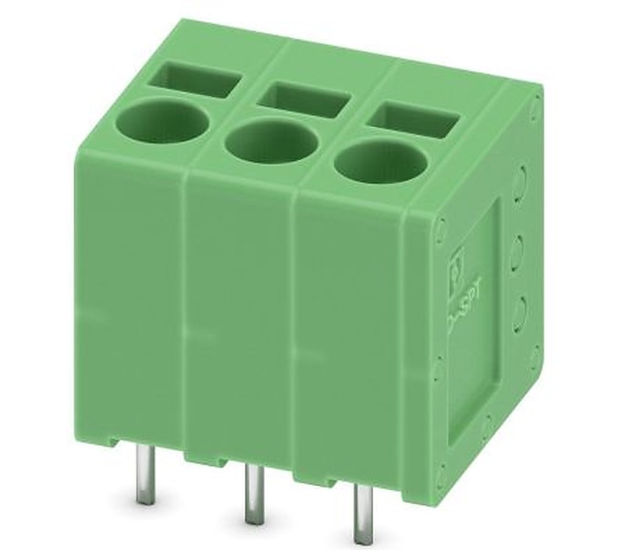 Phoenix Contact SPT 2.5/3-V-5.0-EX Series Right Angle PCB Terminal Block, 3 Contact(s), 5 mm Pitch, 1 Row