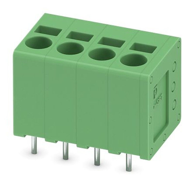 Phoenix Contact SPT 2.5/4-V-5.0-EX Series Right Angle PCB Terminal Block, 4 Contact(s), 5 mm Pitch, 1 Row