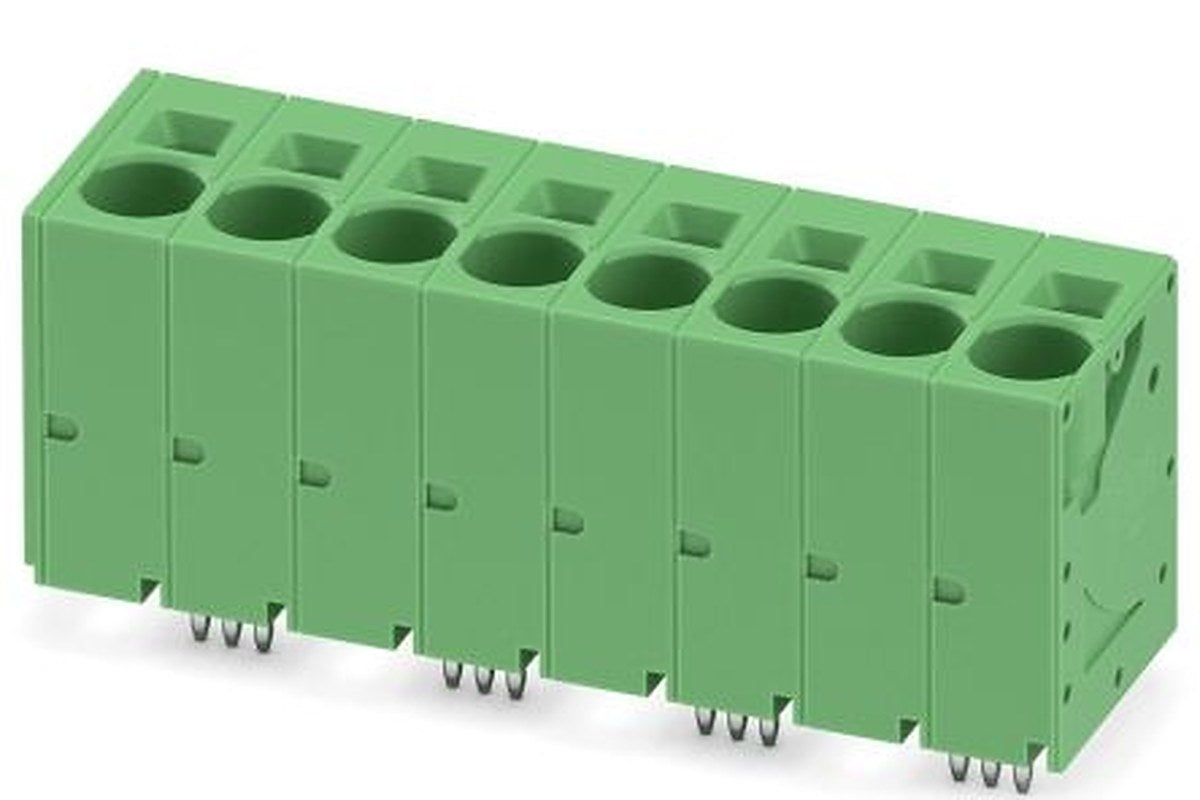 Phoenix Contact SPT 16/8-V-10.0-ZB Series Right Angle PCB Terminal Block, 8 Contact(s), 10 mm Pitch, 1 Row