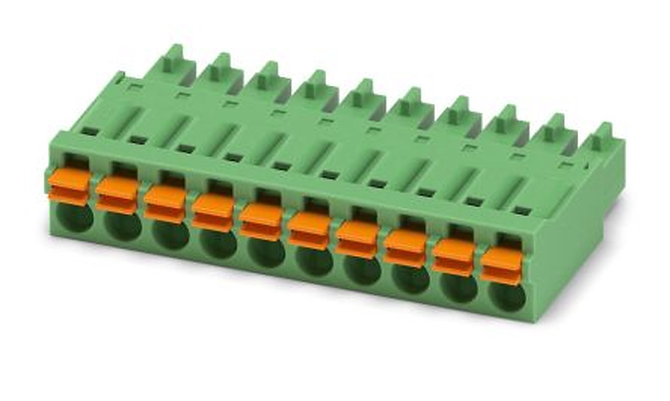 Phoenix Contact FMC 1.5/10-ST-3.81 Series Pluggable Terminal Block, 10-Contact, 3.81 mm Pitch, 1 Row, 1748053
