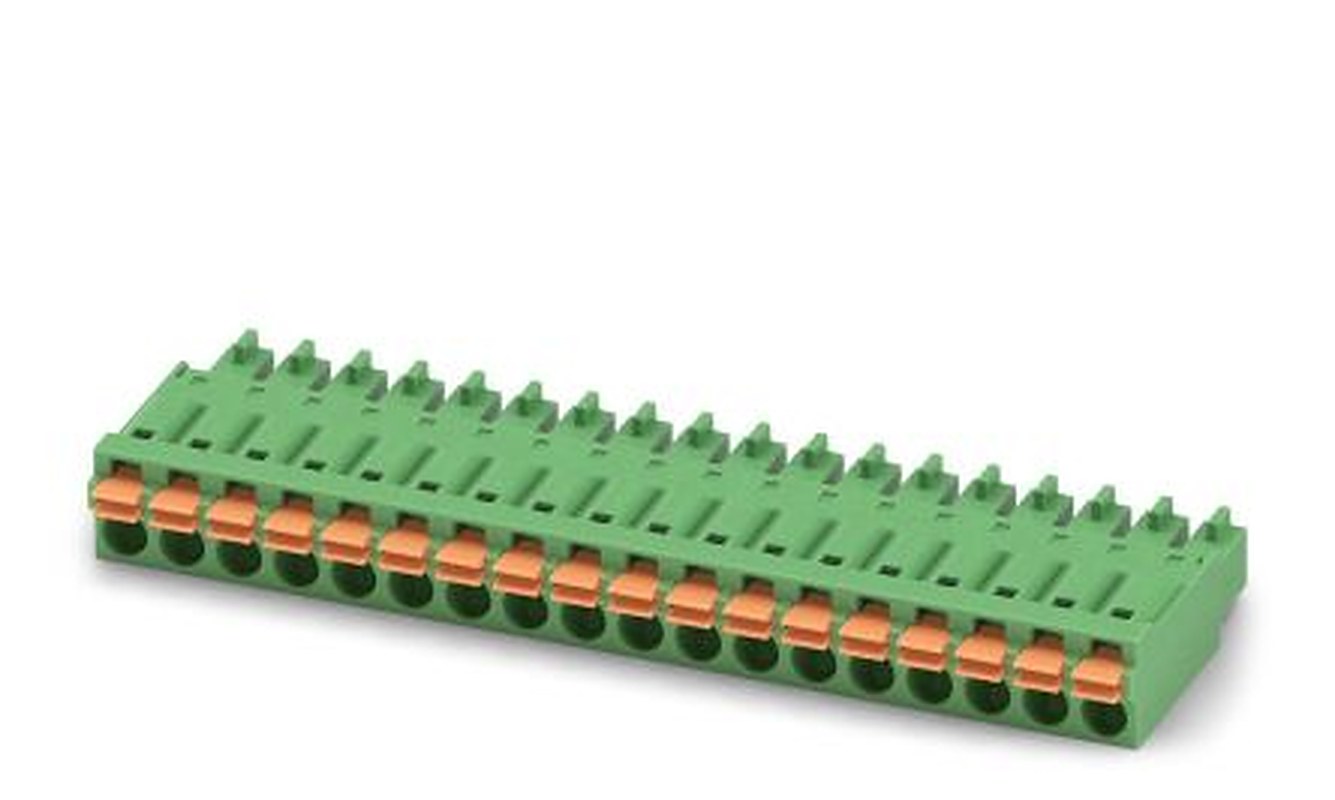 Phoenix Contact FMC 1.5/18-ST-3.81 Series Pluggable Terminal Block, 18-Contact, 3.81 mm Pitch, 1 Row, 1748134