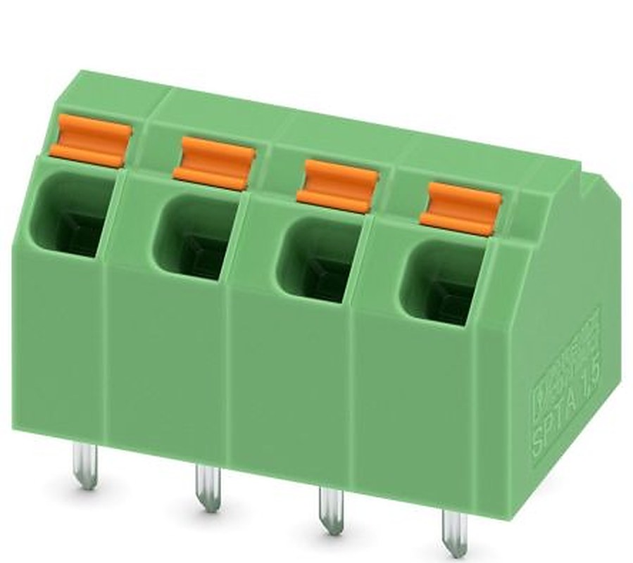 Phoenix Contact SPTA 1.5/4-5.08 Series 45° PCB Terminal Block, 4 Contact(s), 5.08 mm Pitch, 1 Row