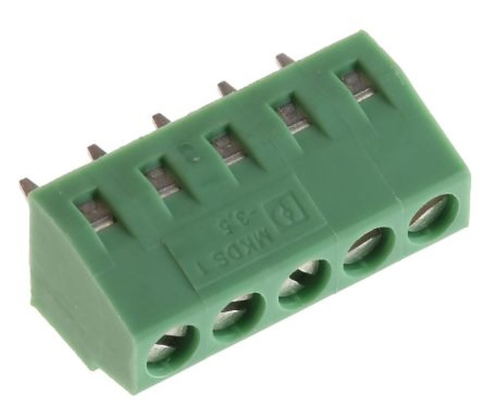 Phoenix Contact MKDS 1/5-3.5 Series Straight PCB Terminal Block, 5 Contact(s), 3.5 mm Pitch, 1 Row