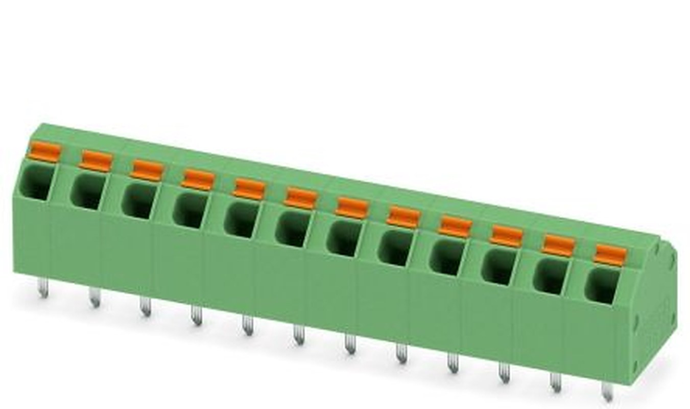 Phoenix Contact SPTA 1.5/12-5.08 Series 45° PCB Terminal Block, 12 Contact(s), 5.08 mm Pitch, 1 Row