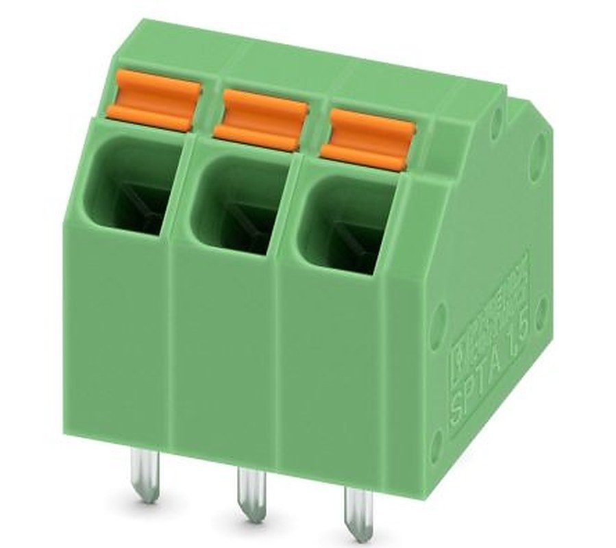 Phoenix Contact SPTA 1.5/3-3.81 Series 45° PCB Terminal Block, 3 Contact(s), 3.81 mm Pitch, 1 Row