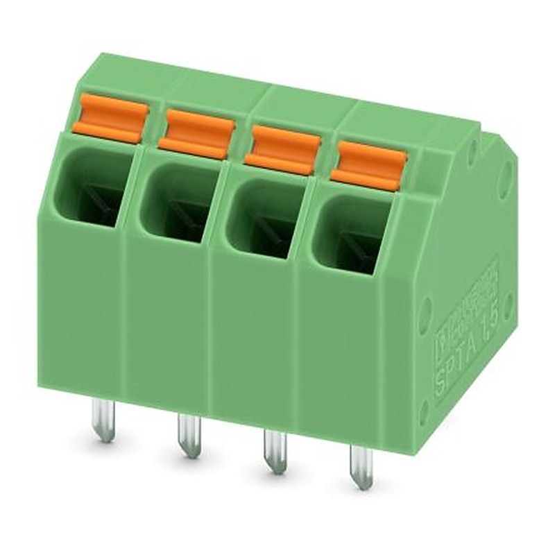 Phoenix Contact SPTA 1.5/4-3.81 Series 45° PCB Terminal Block, 4 Contact(s), 3.81 mm Pitch