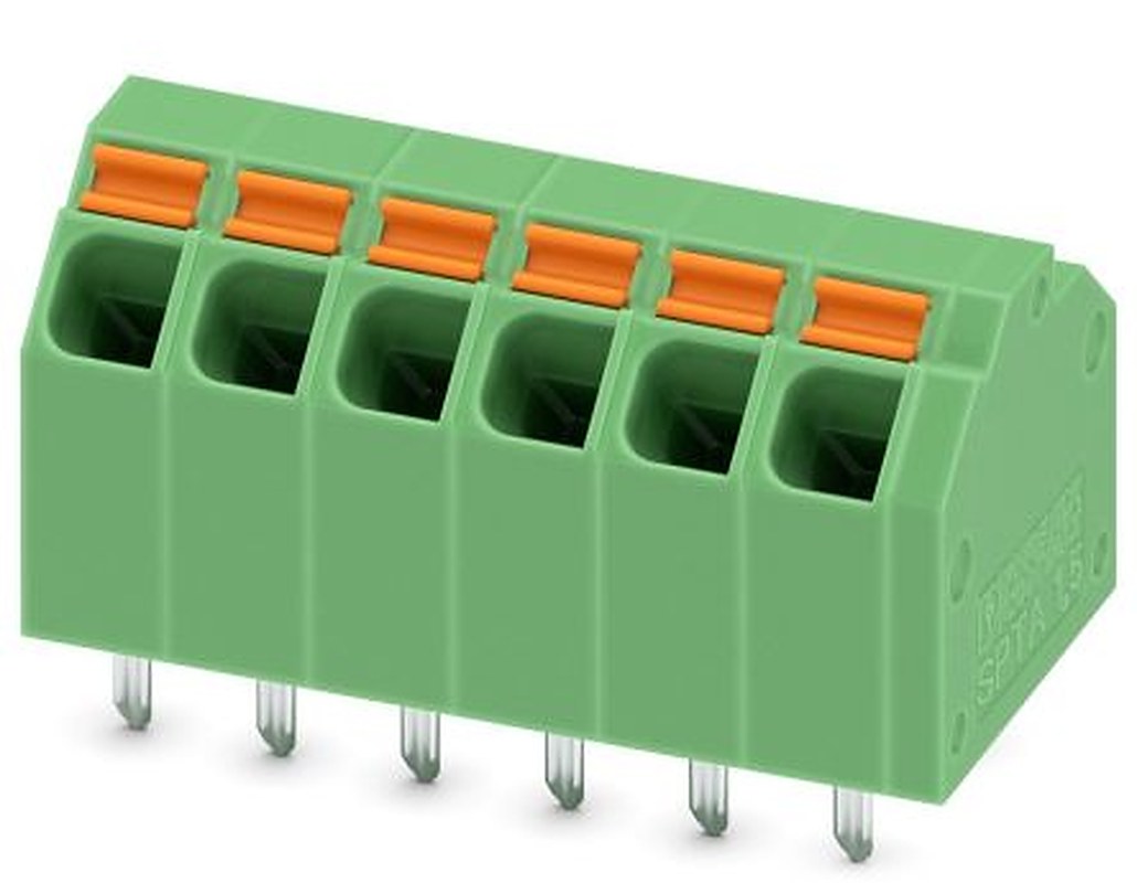 Phoenix Contact SPTA 1.5/6-3.81 Series 45° PCB Terminal Block, 6 Contact(s), 3.81 mm Pitch, 1 Row
