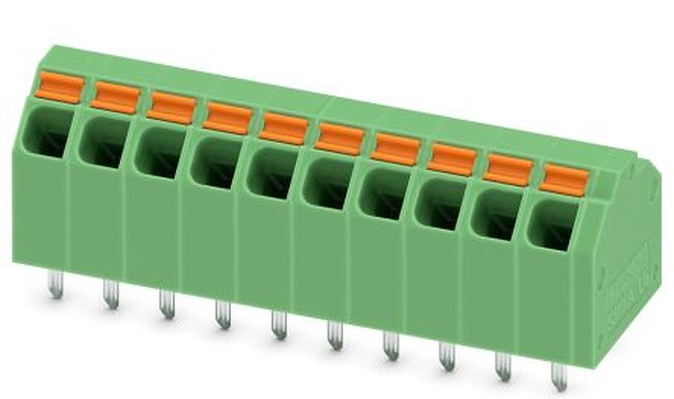 Phoenix Contact SPTA 1.5/10-3.81 Series 45° PCB Terminal Block, 10 Contact(s), 3.81 mm Pitch, 1 Row