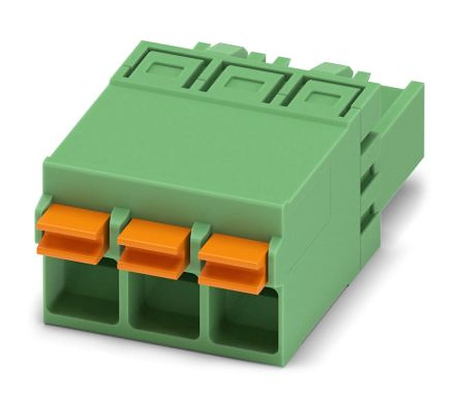 Phoenix Contact FKCN 2.5/3-ST-5.08 Series Pluggable Terminal Block, 3-Contact, 5.08 mm Pitch, 1 Row, 1754571